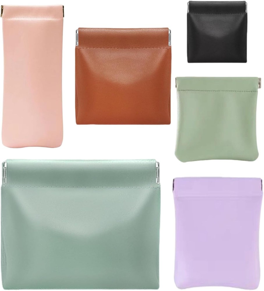 6 Pcs Small Makeup Bag for Purse, Snap Closure Organizer Pouch, Mix colors