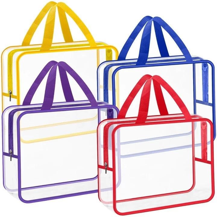 Loccmat 4 Pack Large Clear Makeup Bag, 11.8 x 8.8 x 3.9 inches, Multicolor