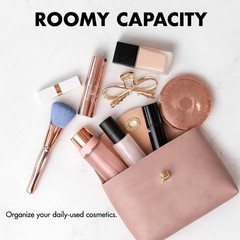 Cosmetic Bag Travel Makeup Pouch Organizer, Zipper Blush Pink