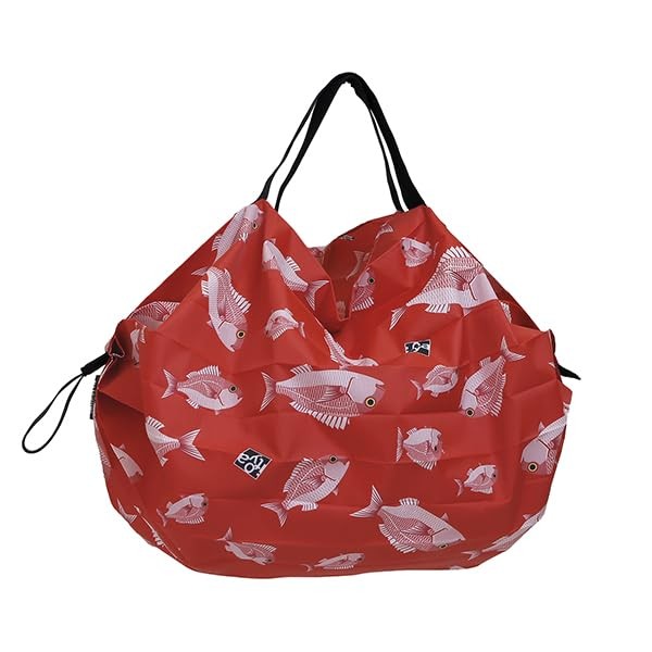 Shupatto Compact Bag S Foldable Eco Shopping Bag Red Sea Bream Fish Pattern
