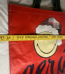 Aerie Christmas Smiley Santa Plaid Holiday Reusable Shopping Gift Tote Bag 2023