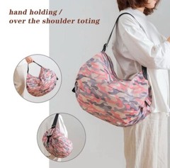 Reusable Foldable Shopping Bag Pink Waterproof Oxford Cloth Travel Beach Bag