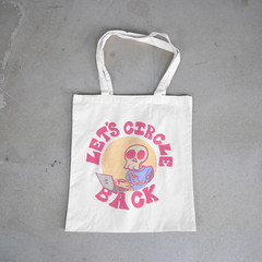 Funny “Let’s Circle Back” Tote Bag Skeleton Office Humor Canvas Reusable Work Gi