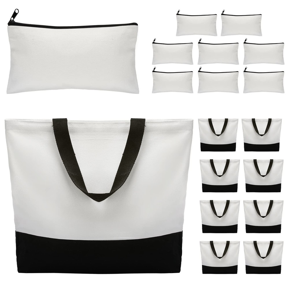 Reginary 16 Pieces Canvas Tote Bag Bulk Sublimation Blank Large Reusable Groc…