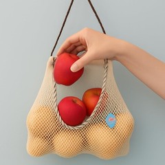 Durable Reusable Hanging Storage Mesh Bags for Fruits, Vegetables, Garlic, Gi…