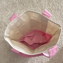 Trader Joe’s Mini Pastel Canvas Tote Bag Pink Beige Foldable Color Block New