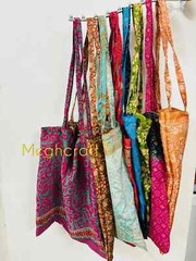 Recycled Silk Sari Shopping Bags Reusable Carry Bags Tote bags – 50 Pcs Lot
