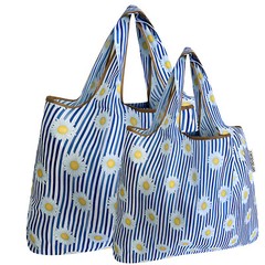 Wrapables Large & Small Foldable Tote Nylon Reusable Grocery Bags, Set of 2
