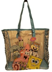 SPONGEBOB SQUAREPANTS XL TRANSPARENT Reusable Beach Tote/Shopping/Gift Bag🆓Ship