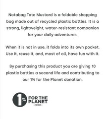 Notabag Foldable shopping Bag/ Tote Mustard -Designed In Germany 100% authentic
