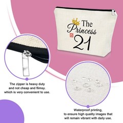 21st Birthday Gifts for Daughter Makeup Bag 21 Year Old The Princess is 21