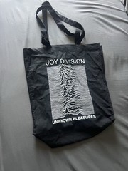 Joy Division Unknown Pleasures Large Reusable Cotton Tote Bag Black