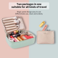 Queboom Travel Makeup Bag Cosmetic Toiletry bag for Green