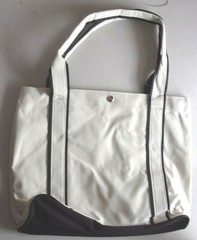NEW Light Canvas Tote Bag “Sands” Dual Handles Cream / Dark Brown Trim Free Ship