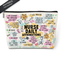 Daily Affirmations Makeup Bag Nurse Accessories 9.8×7 Inches, Multicolor630