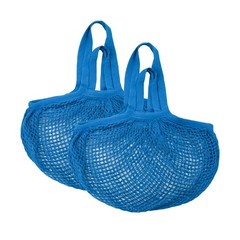 Organic Cotton Heavy Duty Double Handle String Bag; Blue 2 Pack