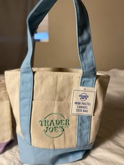 Trader Joe’s Mini Pastel Canvas Foldable Small Tote Bag Set of 4 Multicolor