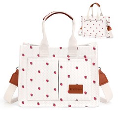 Canvas Tote Bag for Women, Large Work Purses Bible Tote(Small Strawberry)
