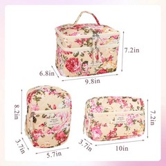 Anfly Makeup Bag, Quilted Cosmetic Bags, Large LTY-HZBTZ-KBQN, Flowers