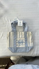 Trader Joe’s Mini Canvas Tote Bag Striped Blue/White 12×14 in 6 in W