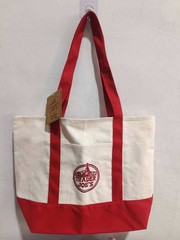 TRADER JOE’S LARGE CANVAS BAG HEAVY COTTON REUSABLE SHOPPING BAG LARGE RED