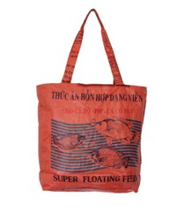 Recycled Fish Feed Bag Large Deluxe Beach Tote Fair Trade from Cambodia