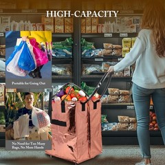 Reusable Grocery Bags On Wheels, Portable Rolling Tote Bag for Groceries, Fol…