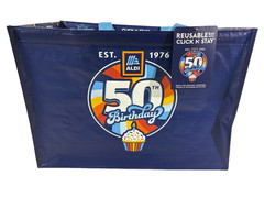 ALDI Limited Edition 50TH Birthday Click N’ Stay Tote Bag Reusable 2026 New 2pc