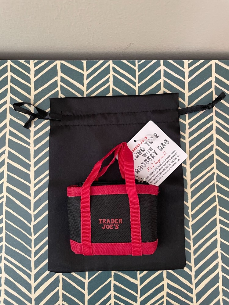 Trader Joe’s Mini Tote Folded 2 in 1 Shopping Bag .Complimentary black dust bag