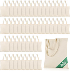 50 Pack 15” X 16” Cotton Tote Bags for Painting,Lightweight Thin Tote Bags Bul