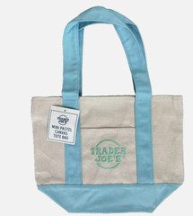 Trader Joe’s Mini Pastel Canvas Tote Bag LIGHT BLUE 79986(S17)
