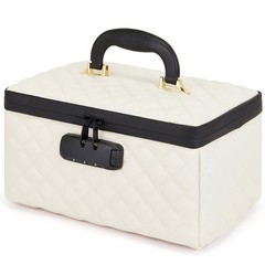 KaAutoler Portable makeup box with Lock, Large Capacity Travel off-white