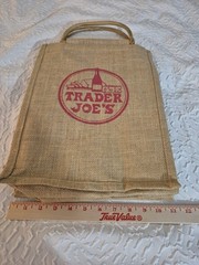💥 TRADER JOE’S Reusable Jute WINE BAG 6 Bottle Beverage Tote RARE
