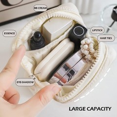 TUCEWP Small Makeup Bag Quilted Travel Cosmetic Organizer White