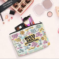 Daily Affirmations Makeup Bag Nurse Accessories 9.8×7 Inches, Multicolor630
