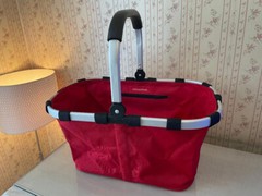 Reisenthel Fold Flat Shopping Basket Silver Frame Red Canvas 22L