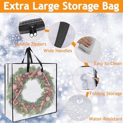 5 Pack Wreath Storage Bag, 25.6 Inch Christmas Wreath Storage Container, Clear