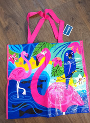 Marshalls Flamingo tote shopping bag with tag recyclable 19x7x17 inches