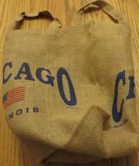 25 Tote Bag Chicago Printing Both Side Jute Reusable 14×12 Bottom Gusset $1.50