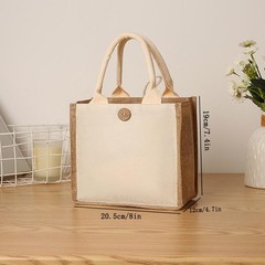 Large Capacity Linen Tote Bag Jute Style Shopping Travel Picnic Handbag