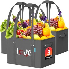 Reusable Grocery Bags Heavy Duty Foldable Shopping Tote Bags with Handles & R…