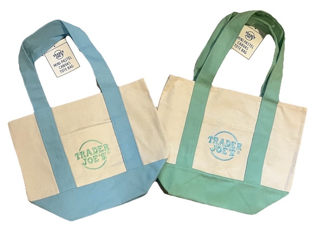 Trader Joe’s 2026 Mini Tote Bags Pastel Colors 2 Pack~ 🩵💚 Baby Blue/Mint Green