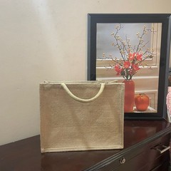 Jute & Cotton Canvas Tote Bag Combo Eco Friendly Reusable Shopping Bags (2 Pack)