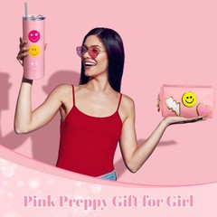 Ziliny 5 Pcs Christmas Pink Preppy Gift Set Include 20oz Stainless Steel…