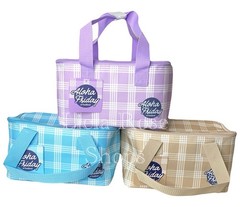Foodland Hawaii Palaka Mini Cooler Set (3) Lavender Beige Light Blue Insulated