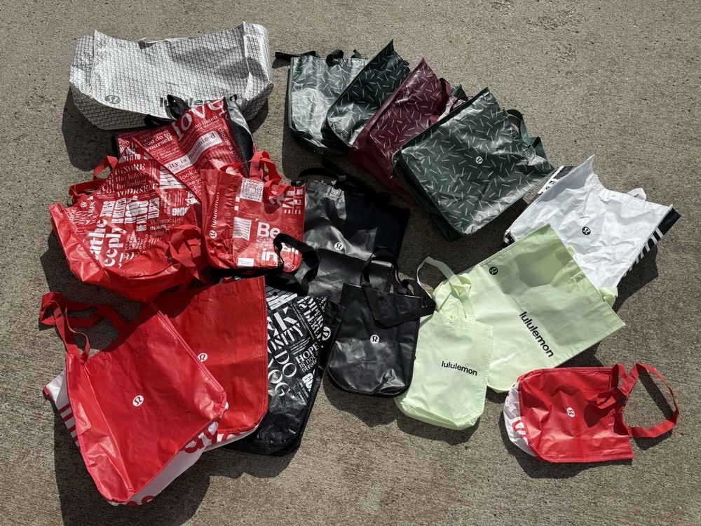 Lot Of 17 Lululemon Reusable Tote Shopping Bags Small And Large