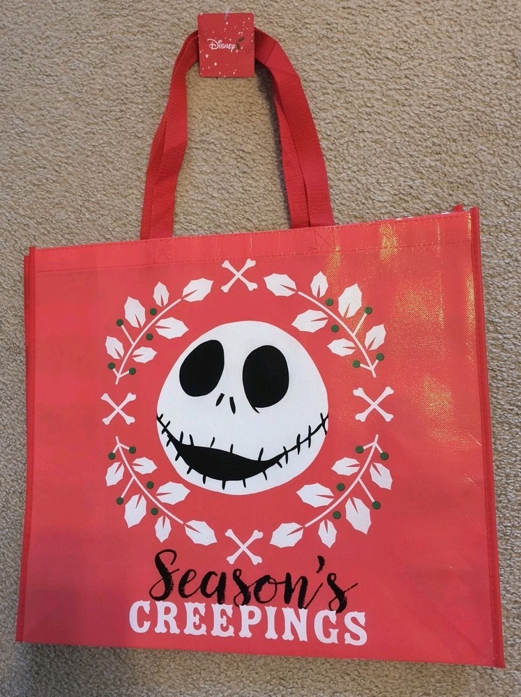 Disney Jack Skellington Christmas X-Large Red Reusable Shopping Gift Bag Tote