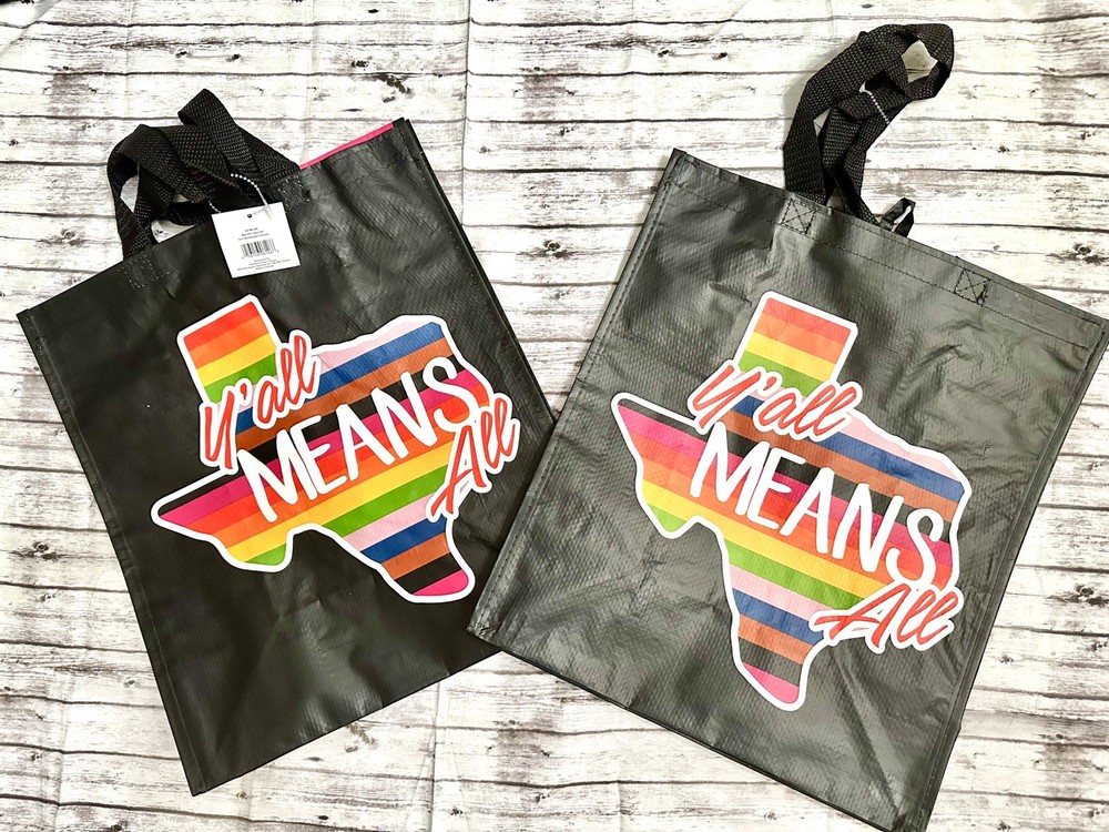 HEB Y’all Means All Texas Tote large Bag Black Rainbow New multicolor reusable