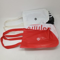 Lot of 2 LULULEMON Reusable Small Tote Bags 9″ x 11″ w/ Handles Red White Black