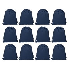 12pcs 100% Cotton Reusable Drawstring Bags, 7×10″ Dust Bags, Navy Blue